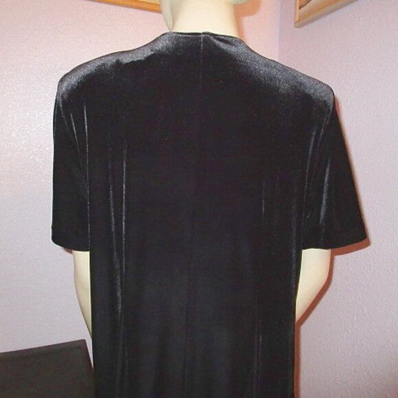 Vtg Black Velvet Dress With Cardigan Size L P Layered Rhinestones Whimsigoth 80s - Picture 10 of 12